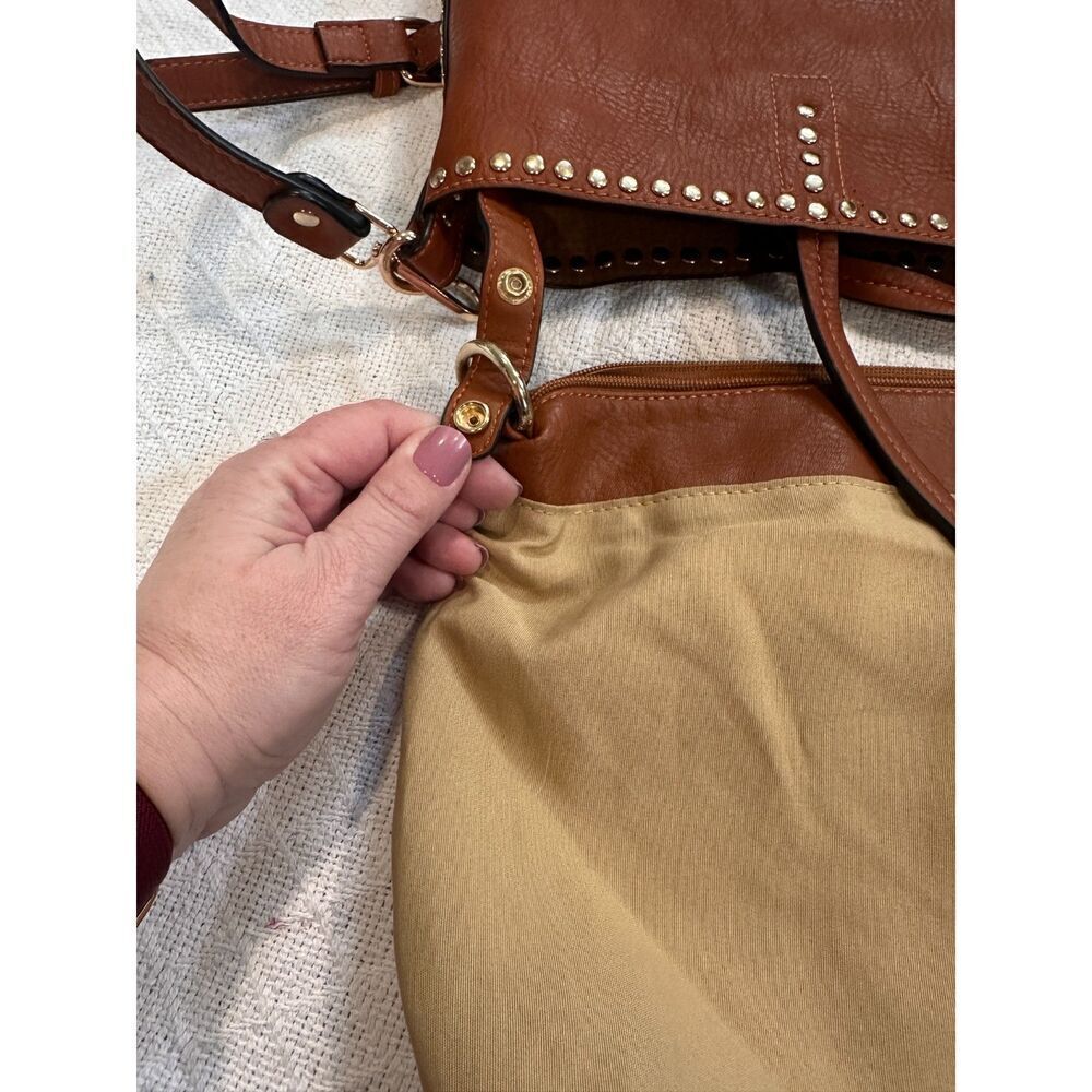 Stitch Fix Vegan Leather Bucket Bag Brown - Picture 5 of 9